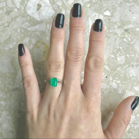 Emerald Cut Emerald Diamond Yellow Gold Ring